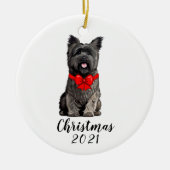 Cairn Terrier in kerstboeg Datum Keramisch Ornament (Voorkant)