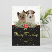 Cairn Terrier & Jack Russel Dog Happy Howlidays Feestdagenkaart (Staand voorkant)