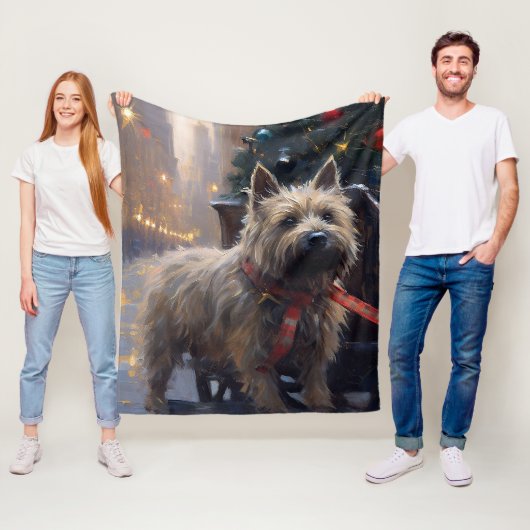 Cairn Terrier Kerst Feestelijke Periode Fleece Deken (In situ)