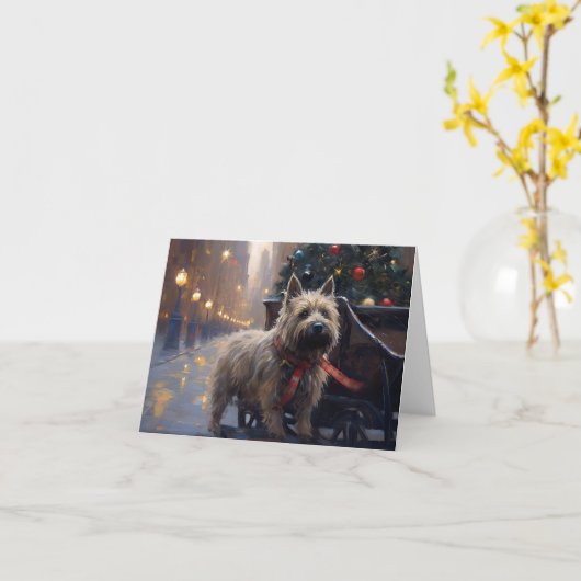 Cairn Terrier Kerst Feestelijke Periode Kaart (Gele Bloem)