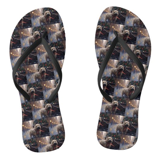 Cairn Terrier Kerst Feestelijke Periode Teenslippers (Voetbed)