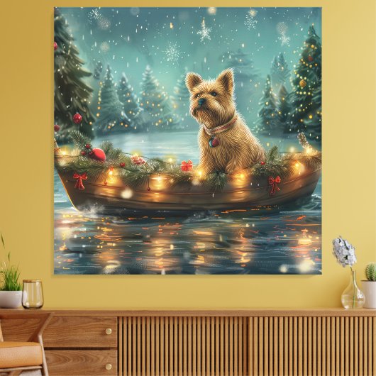 Cairn Terrier Kerst Feestelijke Reis Canvas Afdruk (Insitu (Woonkamer))