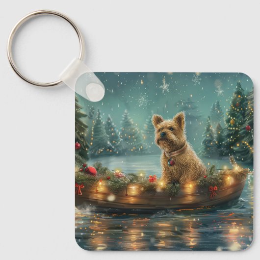 Cairn Terrier Kerst Feestelijke Reis Sleutelhanger (Voorkant)