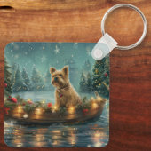 Cairn Terrier Kerst Feestelijke Reis Sleutelhanger (Achterkant)