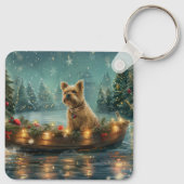 Cairn Terrier Kerst Feestelijke Reis Sleutelhanger (Achterkant)