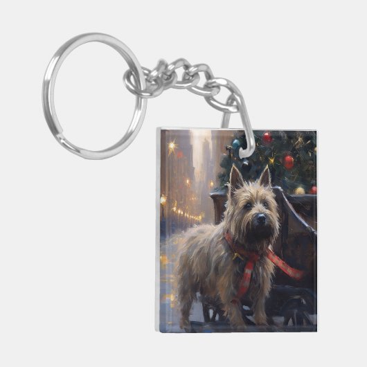 Cairn Terrier Kerst Feestseizoen Sleutelhanger (Voorkant Links)