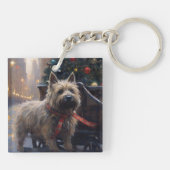 Cairn Terrier Kerst Feestseizoen Sleutelhanger (Achterkant)