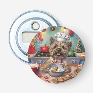 Cairn Terrier Kerstbakken: Feestelijke Kerst Button Flesopener