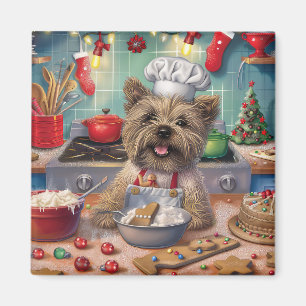 Cairn Terrier Kerstbakken: Festieve Kerstmis Magneet