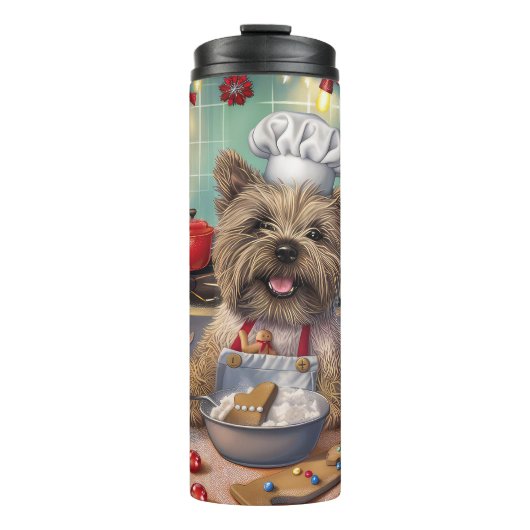 Cairn Terrier Kerstbakken: Festive Kerst Thermosbeker (Voorkant)