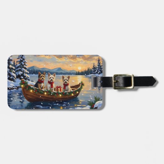 Cairn Terrier Kerstboot Vakantie Bagagelabel (Voorkant horizontaal)