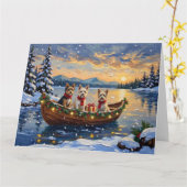 Cairn Terrier Kerstboot Vakantie Kaart (Gele Bloem)