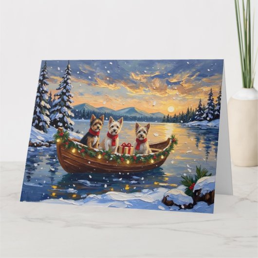 Cairn Terrier Kerstboot Vakantie Kaart (Voorkant)