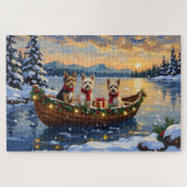 Cairn Terrier Kerstboot Vakantie Legpuzzel (Horizontaal)