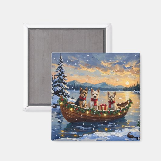 Cairn Terrier Kerstboot Vakantie Magneet (Voorkant / Achterkant)