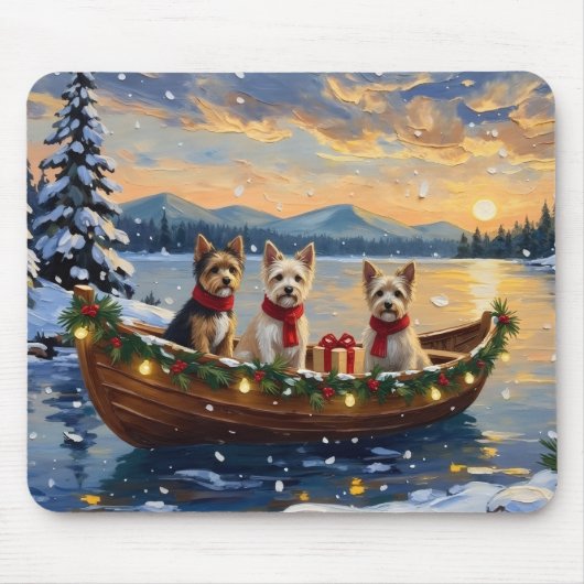 Cairn Terrier Kerstboot Vakantie Muismat (Voorkant)