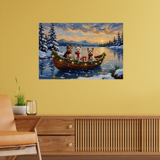 Cairn Terrier Kerstboot Vakantie Poster (Woonkamer 2)
