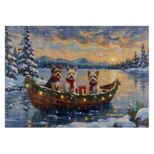 Cairn Terrier Kerstboot Vakantie Snijplank (Voorkant)