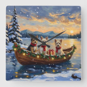Cairn Terrier Kerstboot Vakantie Vierkante Klok (Voorkant)