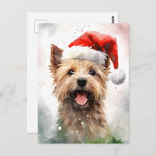 Cairn Terrier Kerstborstel schilderen kunstwerk Briefkaart (Voorkant / Achterkant)