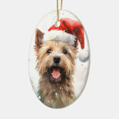 Cairn Terrier Kerstborstel schilderen kunstwerk Keramisch Ornament (Links)
