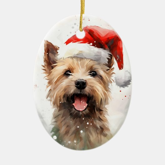 Cairn Terrier Kerstborstel schilderen kunstwerk Keramisch Ornament (Voorkant)