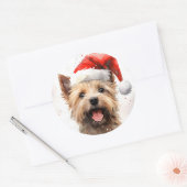 Cairn Terrier Kerstborstel schilderen kunstwerk Ronde Sticker (Envelop)