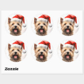 Cairn Terrier Kerstborstel schilderen kunstwerk Ronde Sticker (Vel)