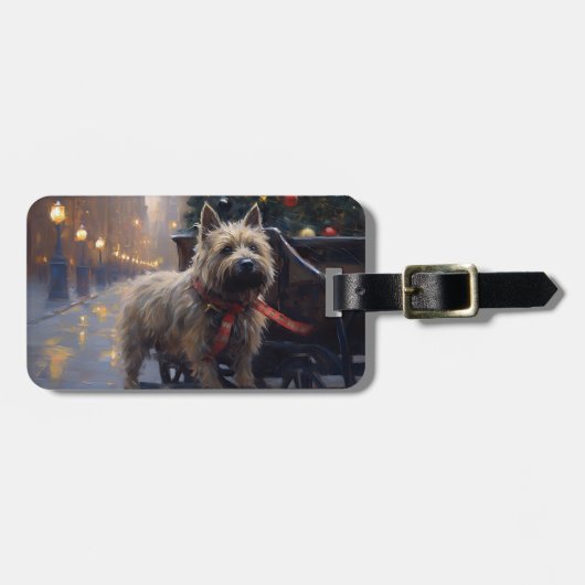 Cairn Terrier Kerstfeest Seizoen Bagagelabel (Voorkant horizontaal)