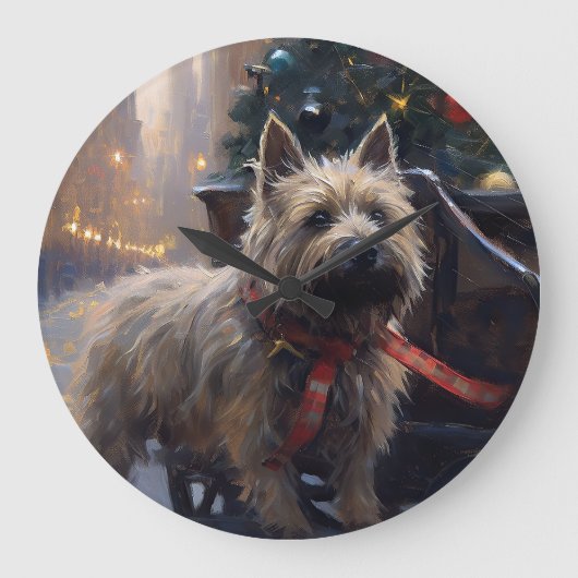 Cairn Terrier Kerstfeest Seizoen Grote Klok (Voorkant)