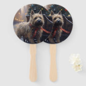 Cairn Terrier Kerstfeest Seizoen Handwaaier (Voorkant en achterkant)