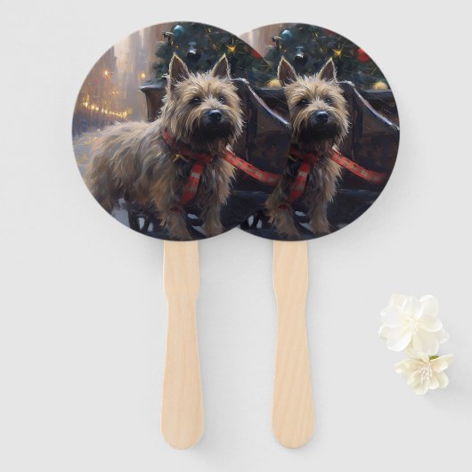 Cairn Terrier Kerstfeest Seizoen Handwaaier (Voorkant en achterkant)