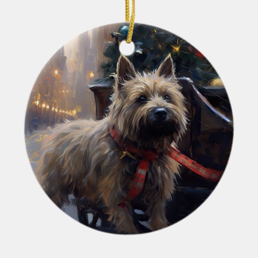 Cairn Terrier Kerstfeest Seizoen Keramisch Ornament (Voorkant)