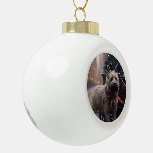 Cairn Terrier Kerstfeest Seizoen Keramische Bal Ornament (Links)