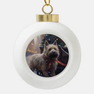 Cairn Terrier Kerstfeest Seizoen Keramische Bal Ornament