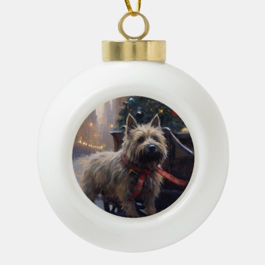Cairn Terrier Kerstfeest Seizoen Keramische Bal Ornament (Voorkant)