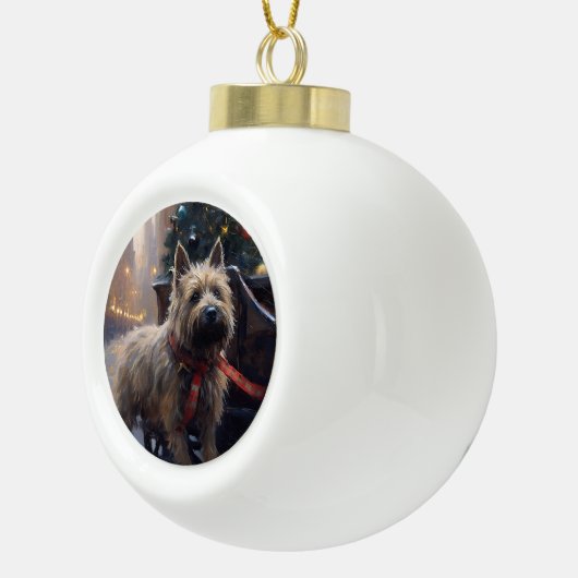 Cairn Terrier Kerstfeest Seizoen Keramische Bal Ornament (Rechts)