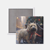 Cairn Terrier Kerstfeest Seizoen Magneet (Voorkant / Achterkant)