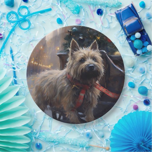 Cairn Terrier Kerstfeest Seizoen Papieren Bordje (Feest)