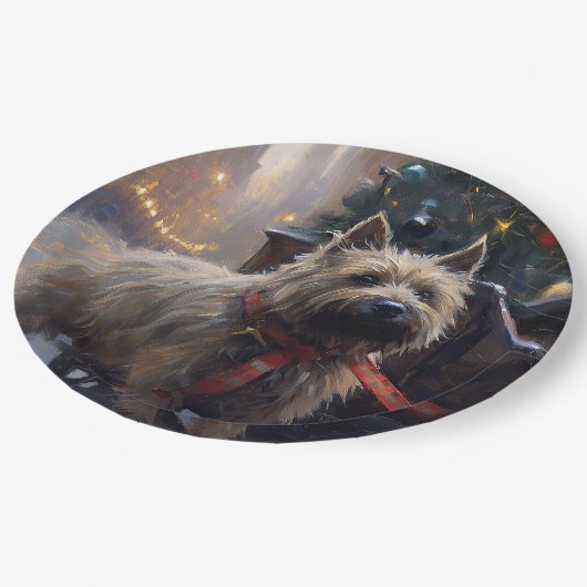 Cairn Terrier Kerstfeest Seizoen Papieren Bordje (Gekanteld)