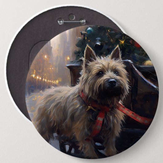 Cairn Terrier Kerstfeest Seizoen Ronde Button 6,0 Cm (Voorkant /achterkant)