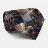 Cairn Terrier Kerstfeest Seizoen Stropdas (Opgerold)