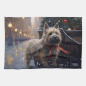 Cairn Terrier Kerstfeest Seizoen Theedoek (Horizontaal)