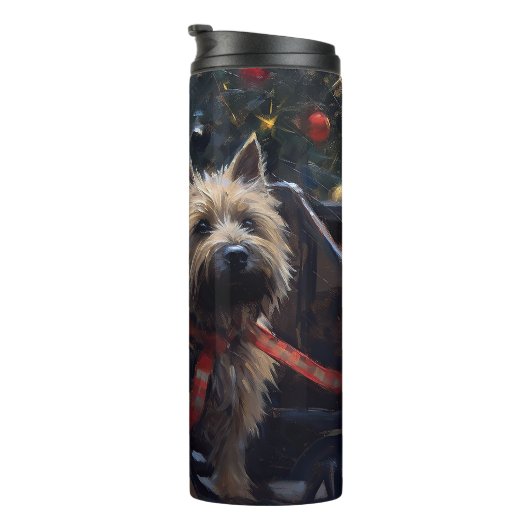 Cairn Terrier Kerstfeest Seizoen Thermosbeker (Geroteerd rechts)