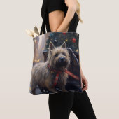 Cairn Terrier Kerstfeest Seizoen Tote Bag (Dichtbij)