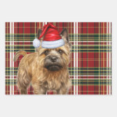 Cairn Terrier Kersthond Rood Groen Plakken Inpakpapier Vel (Voorkant 3)