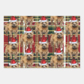 Cairn Terrier Kersthond Rood Groen Plakken Inpakpapier Vel (Voorkant 2)