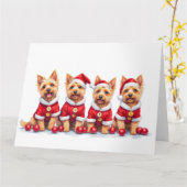 Cairn Terrier Kerstjurk Kerstman Hoed Kaart (Gele Bloem)