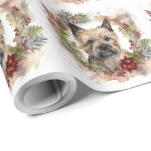 Cairn Terrier Kerstkrans Feestelijke Pup Cadeaupapier (Rol Hoek)