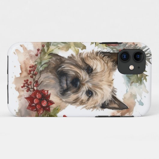 Cairn Terrier Kerstkrans Feestelijke Pup Case-Mate iPhone Case (Achterkant (horizontaal))